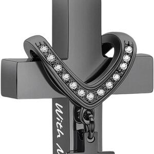 Cremation Jewelry Stainless Steel Cross Pendant Memorial Ashes Necklace
